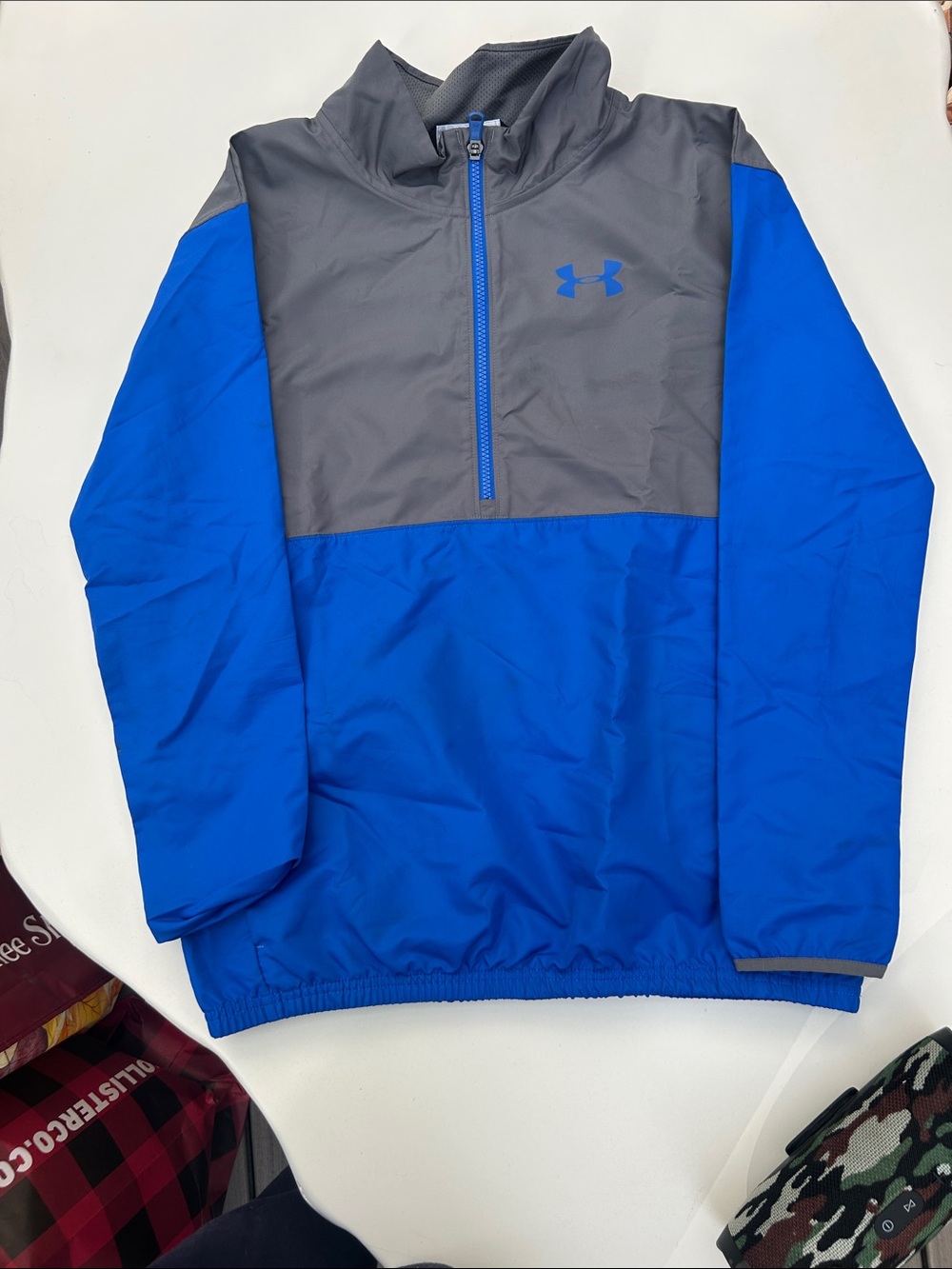Under Armour Royal Blue & Gray Quarter-Zip Pullover